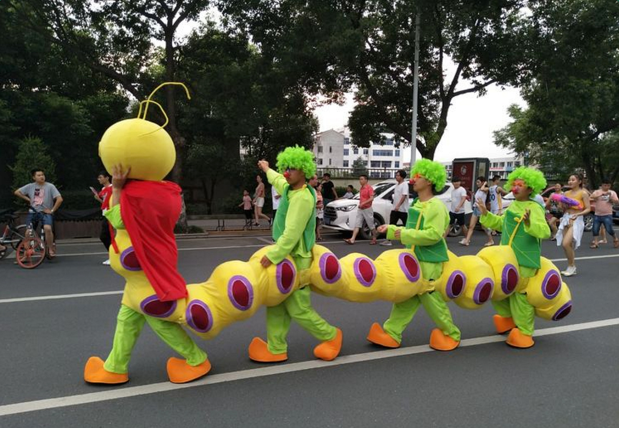 定制毛毛虫卡通行走人偶服装大型活动商业广场活动表演道具表演服