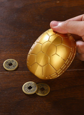 纯黄铜龟壳龟甲小风水文玩家居桌面摆件加厚黄铜龟壳手把件