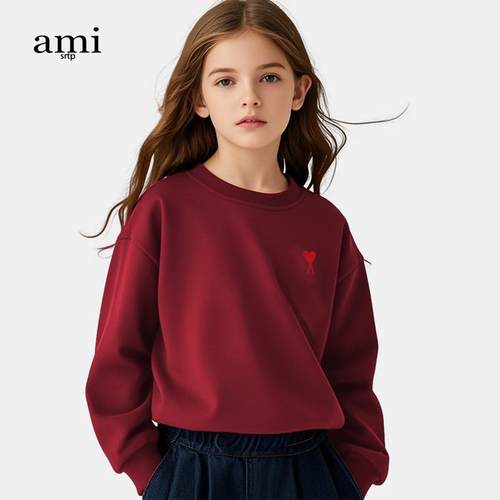 官方Ami srtp儿童卫衣2026年春秋季新款男女童长袖宽松亲子装上衣 - 图0