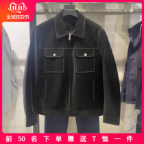 G Home Mens Clothing Autumn winter Ming Line Sheep Leather Collar Clip Cotton Tooling Jacket Genuine Leather Leather Jacket GEX11228504