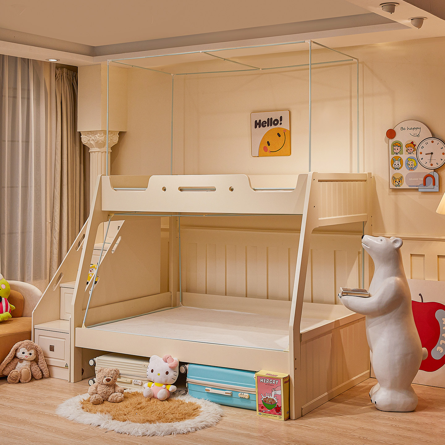 2025新款a类儿童上下铺子母床遮光帘蚊帐家用卧室防摔防掉床纹帐,淘宝优惠券,粉丝福利购,淘宝优惠卷