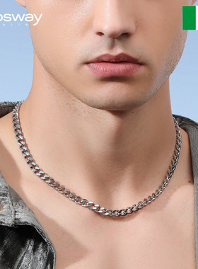 古巴链钛钢男士项链送男生首饰
