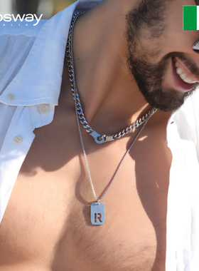 BROSWAY欧美字母军牌送男生项链