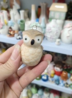 非偏远地区凑满19包邮部分瑕/陶瓷猫头鹰挂件摆件