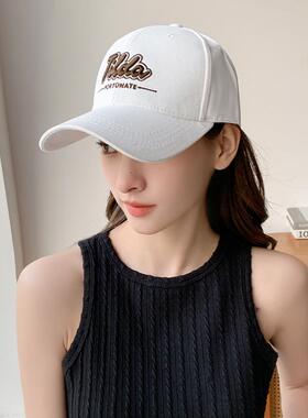 帽子女鸭舌帽春秋硬顶遮阳棒球帽男简约百搭显脸小刺绣夏天防晒帽