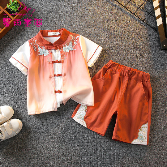 汉服男童套装夏季女童古装中国风小学生表演服儿童唐装六一演出服