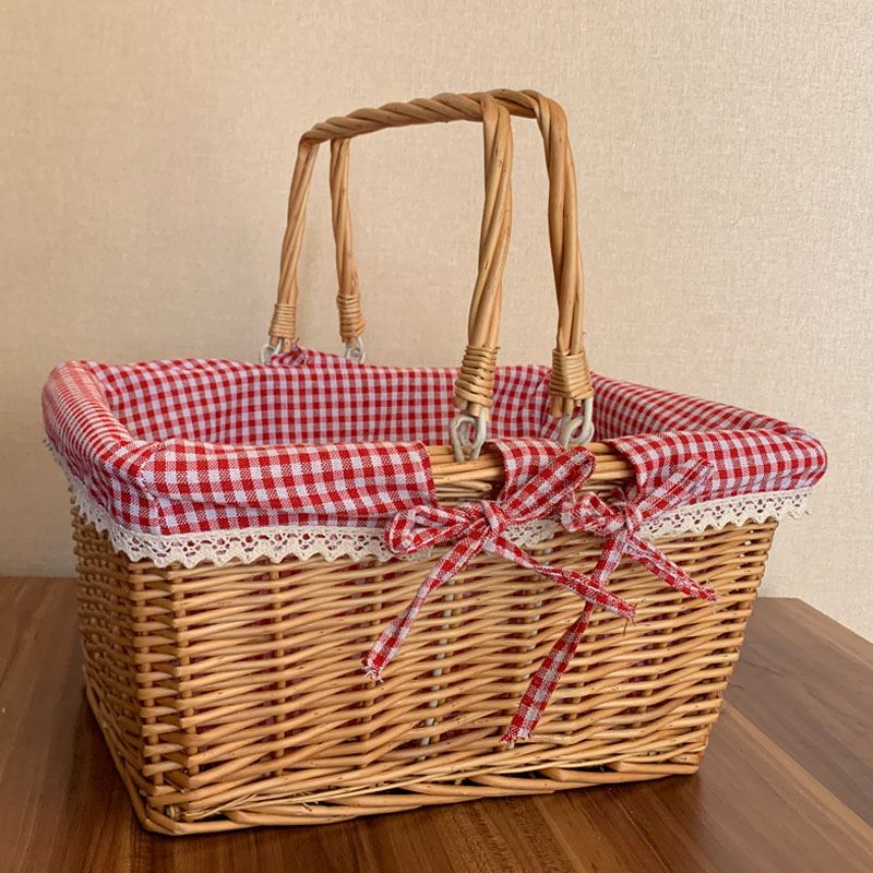 Portable vegetable Rattan storage basket Willow fruit basket - 图0