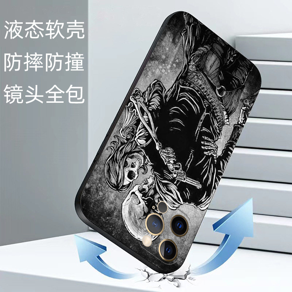 硅胶软手机壳适用苹果iPhone17 16 15 14 Pro Max mini 13 Pro XS XR X 8 7 6 6s plus 12 11SE 骷髅头搞笑