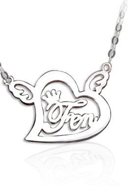 镀白金情侣文字项链定制