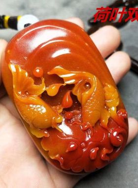 仿玉石原石寿山石雕貔貅手把件