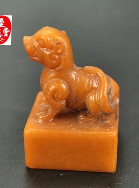 古玩仿玉石原石仿古寿山石雕旧田黄石生肖虎印章玉玺摆件客厅装饰