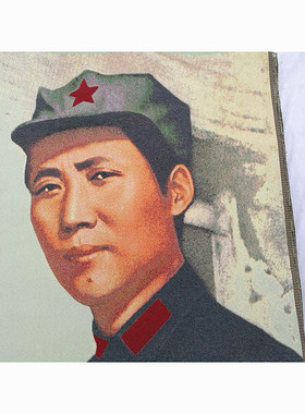 八角帽红色怀旧收藏宣传画刺绣织锦画客厅装饰画90*60cm