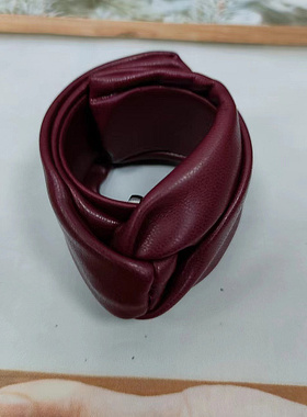 出口原单  纯色PU皮弹片发束高马尾交叉打结发叉