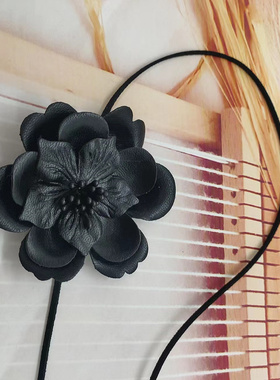 欧美PU皮花超纤绳子颈圈锁骨链