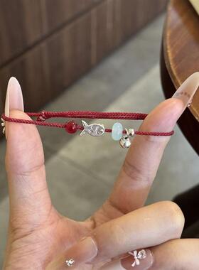 上岸蝴蝶竹节竹叶红绳小鱼手绳手錬手工中式a编织简约情侣闺蜜礼