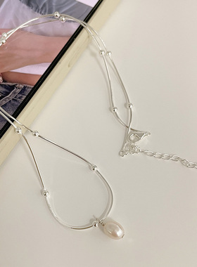 S925纯银淡水珍珠小圆珠项链