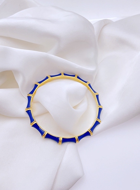 外贸欧美小众简约竹节滴釉手镯