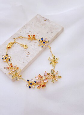 韩国饰品彩色锆石烟花系手链