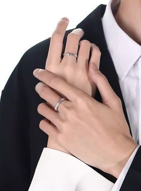 金店同款S925纯银锤纹情侣对戒