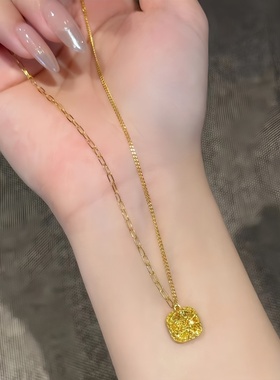 金店同款爆闪方糖耳钉项链套装