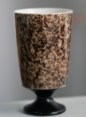 中古新中式手工复古创意陶瓷花瓶大口径黑白纹路样板间花器摆件