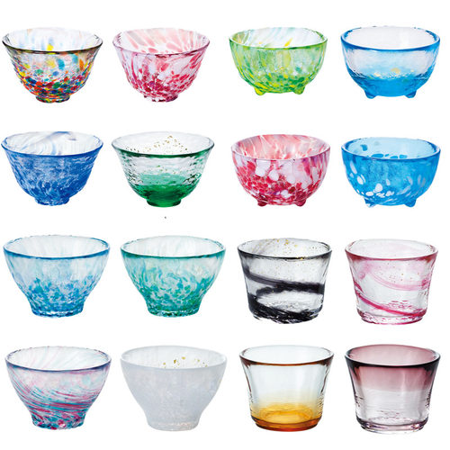 aderia石冢硝子津轻玻璃杯茶杯四季酒杯彩色手工杯清酒杯日式木盒 - 图2