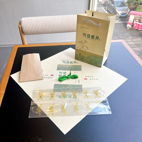 茶叶包装通用款明前龙井牛皮纸方包土包手提袋铝箔纸内袋半斤装 - 图3