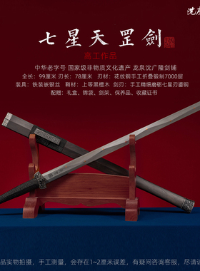 七星天罡剑 花纹钢剑 龙泉沈广隆宝剑 手工一体剑 未开刃