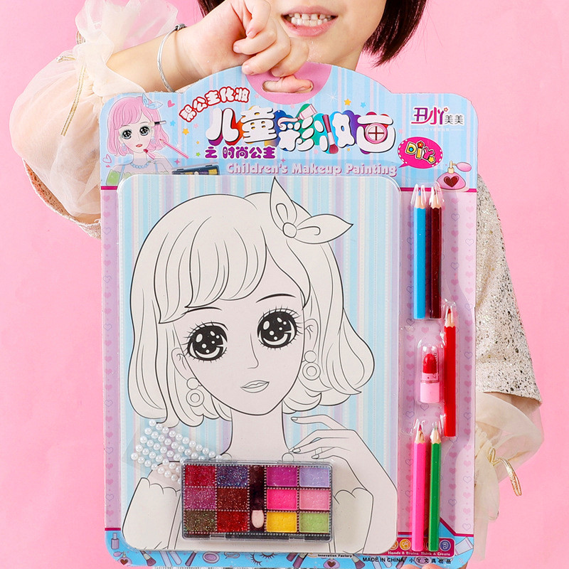 手工彩妆画套装女孩涂鸦化妆品玩具儿童公主美妆涂色口红眼影盘,淘宝优惠券,粉丝福利购,淘宝优惠卷