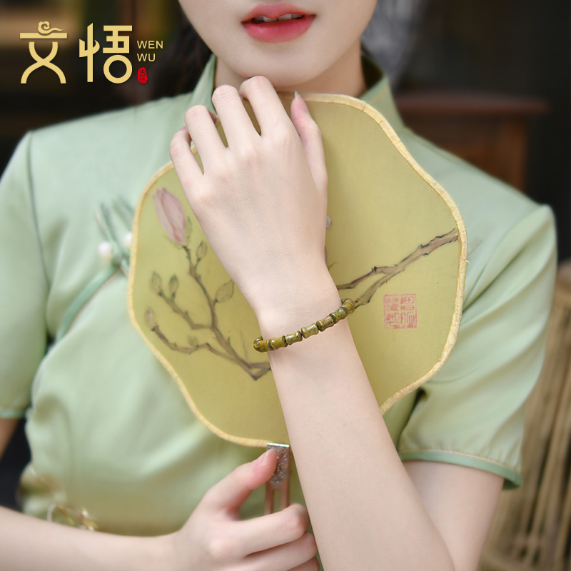 天然绿檀木竹节散珠子紫檀香木手链DIY串珠黑檀手串配珠佛珠文玩 - 图2