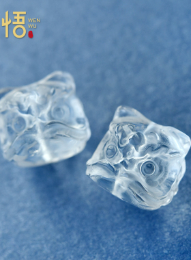 天然白水晶醒狮散珠子水晶配件