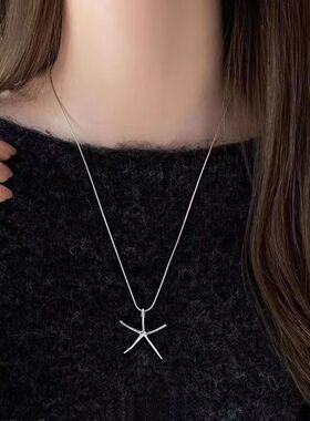 甜酷风钛钢海星吊坠毛衣链 小众设计感ins风 海边度假氛围感颈链