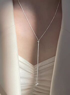 韩系简约抽拉式蛇骨项链女S925银小众设计轻奢百搭闺蜜款颈链