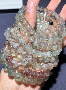 天然阿鲁沙绿体共生太阳石手链女