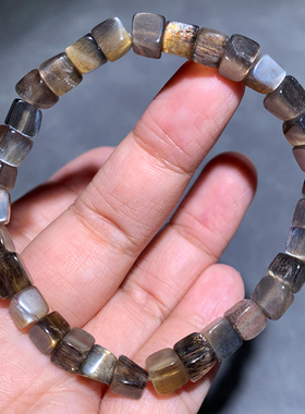 天然黑金骨干长石单圈手链