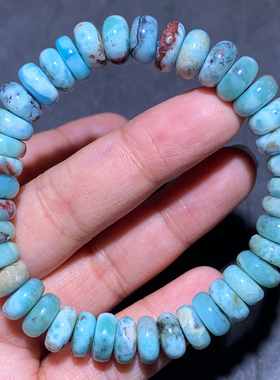 天然拉利玛海纹石盘珠单圈手链女