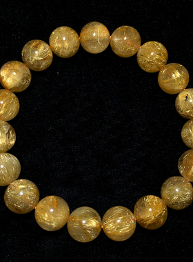 天然浓密顺发金发晶单圈水晶手链