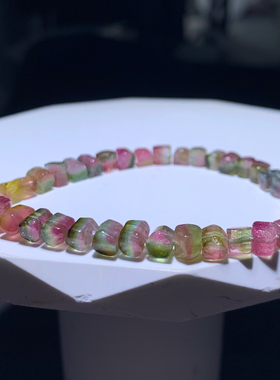 天然西瓜碧玺随形手链送礼饰品女