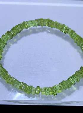 天然冰透橄榄石切面随形手链情侣