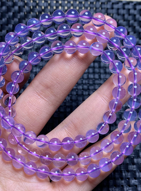 天然果冻感紫玉晶手链饰品礼物女