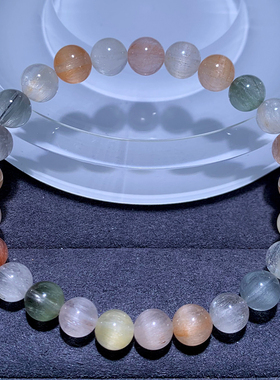 天然拉丝冰透彩兔毛水晶手链饰品