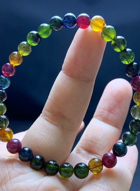 天然巴西黑糖黑玫瑰碧玺手链男女