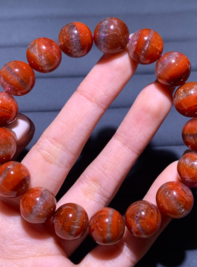 天然红极光水晶单圈手串玫瑰黑红