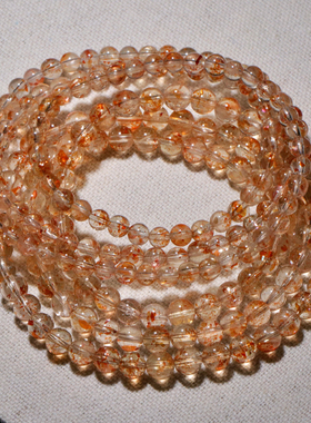 天然共生阿鲁沙水晶三圈佛珠手链