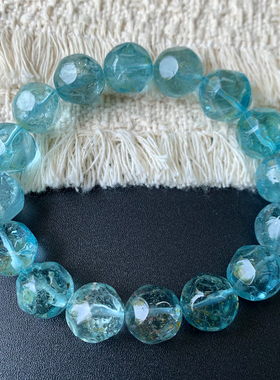 天然蓝绿体托帕石菠萝珠手串水晶