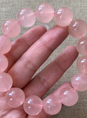 天然西柚粉水晶马达加斯加粉手链