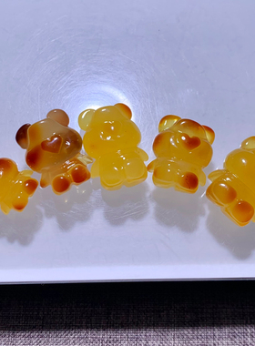 天然蜜蜡小熊雕刻件琥珀水晶手串