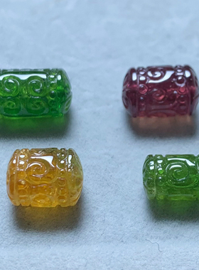 天然老矿彩虹糖果碧玺回纹珠配饰