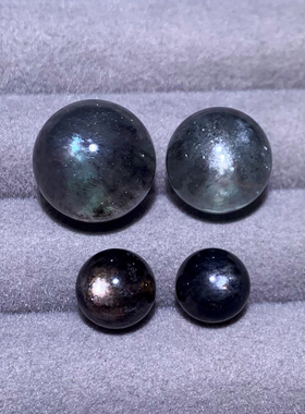 天然魔鬼蓝云母海蓝宝球吊坠水晶