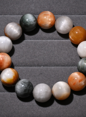 天然猫眼顺发彩兔毛绒发水晶手链